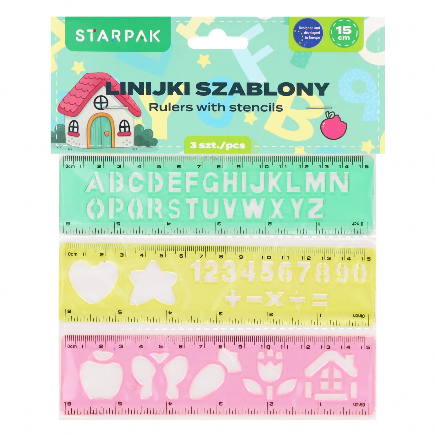 Linijka plastikowa 15 cm szablon
