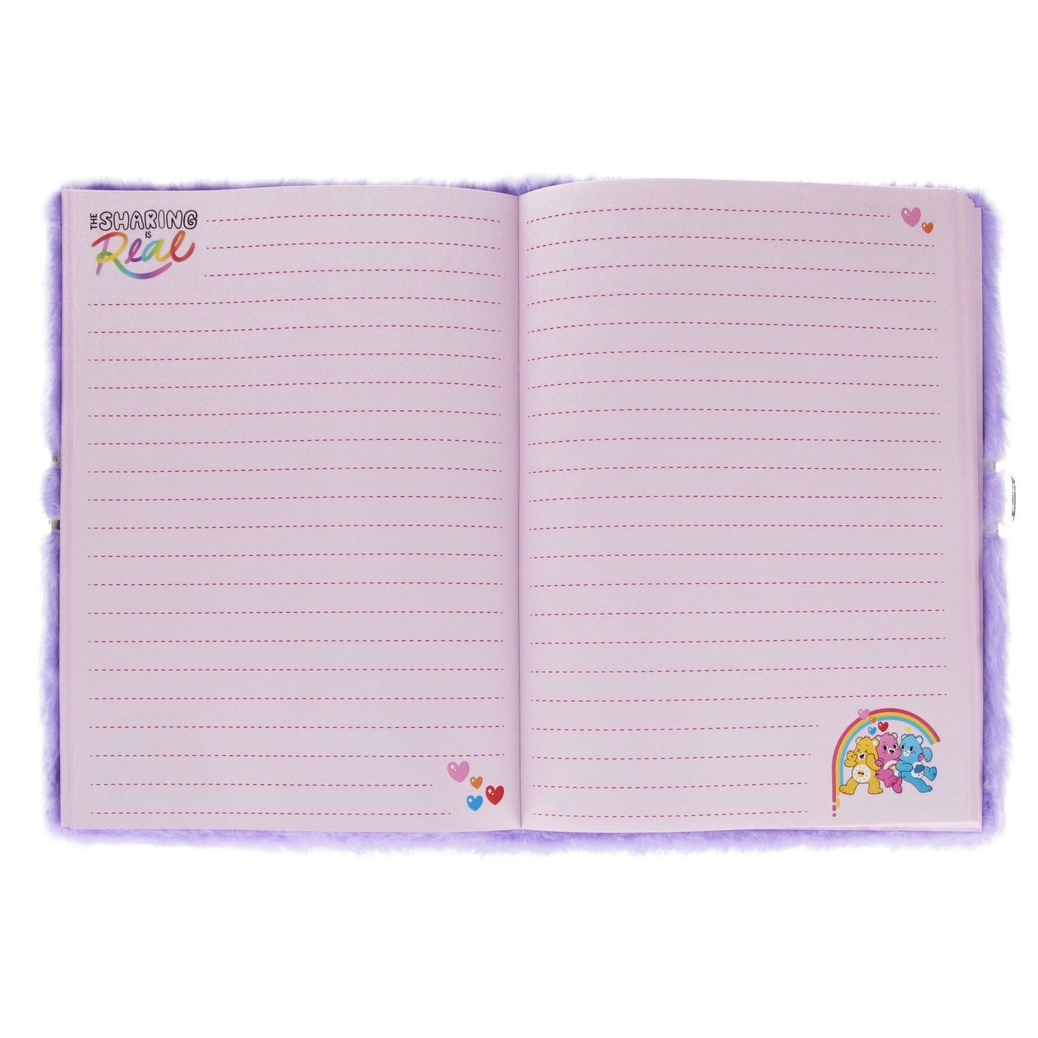 Pamiętnik pluszowy zamykany A5/80k Care Bears fioletowy