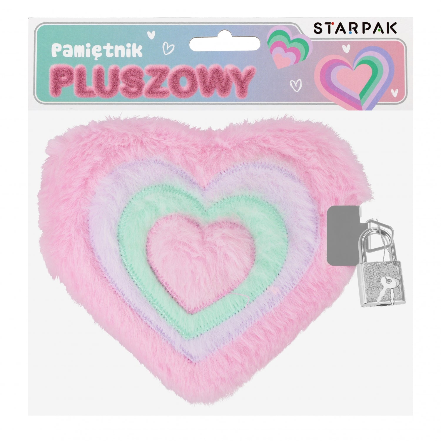 Pamiętnik pluszowy zamykany 14x10/80k Serce