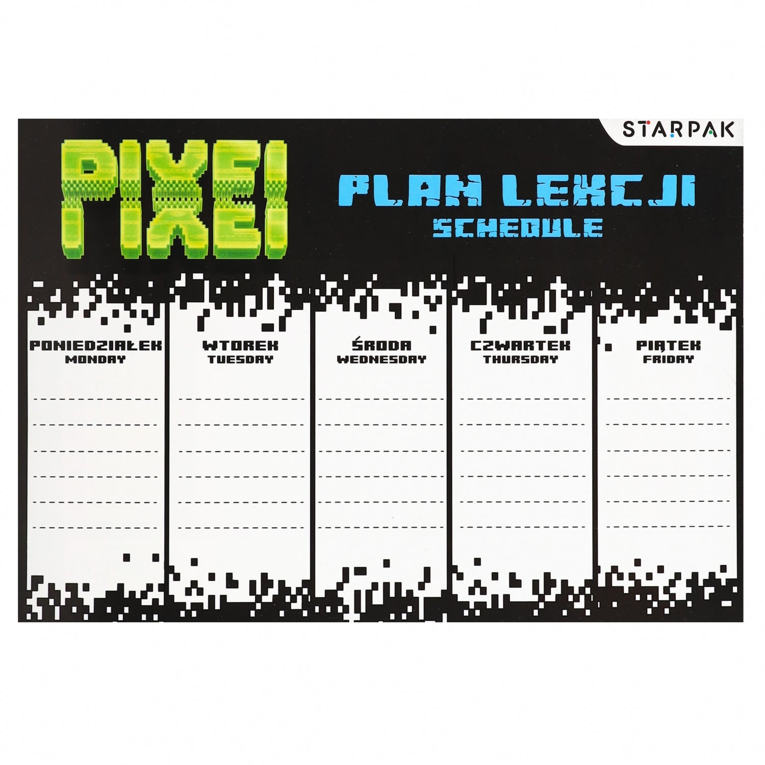 Plan lekcji A5 z tabliczką mnożenia Pixel Game A 25