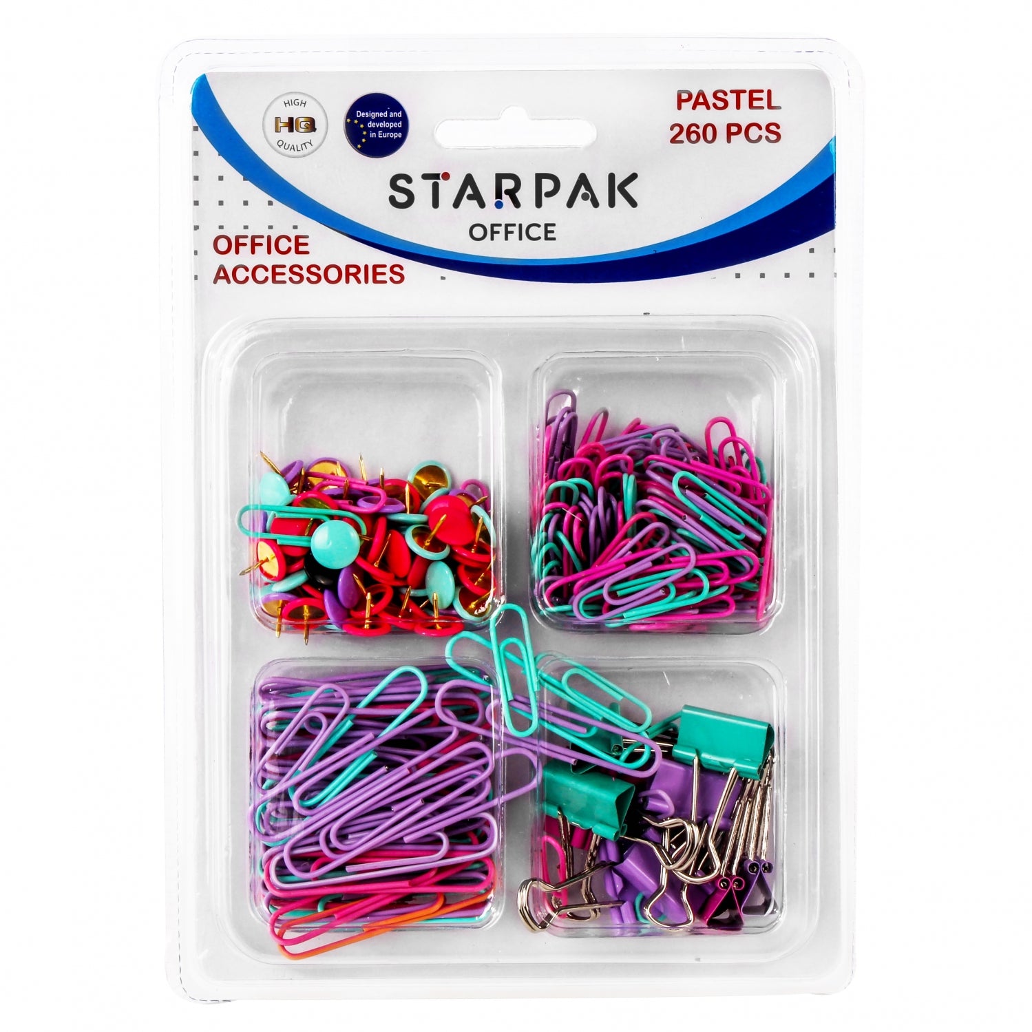 Akcesoria biurowe 260sztuk pastel