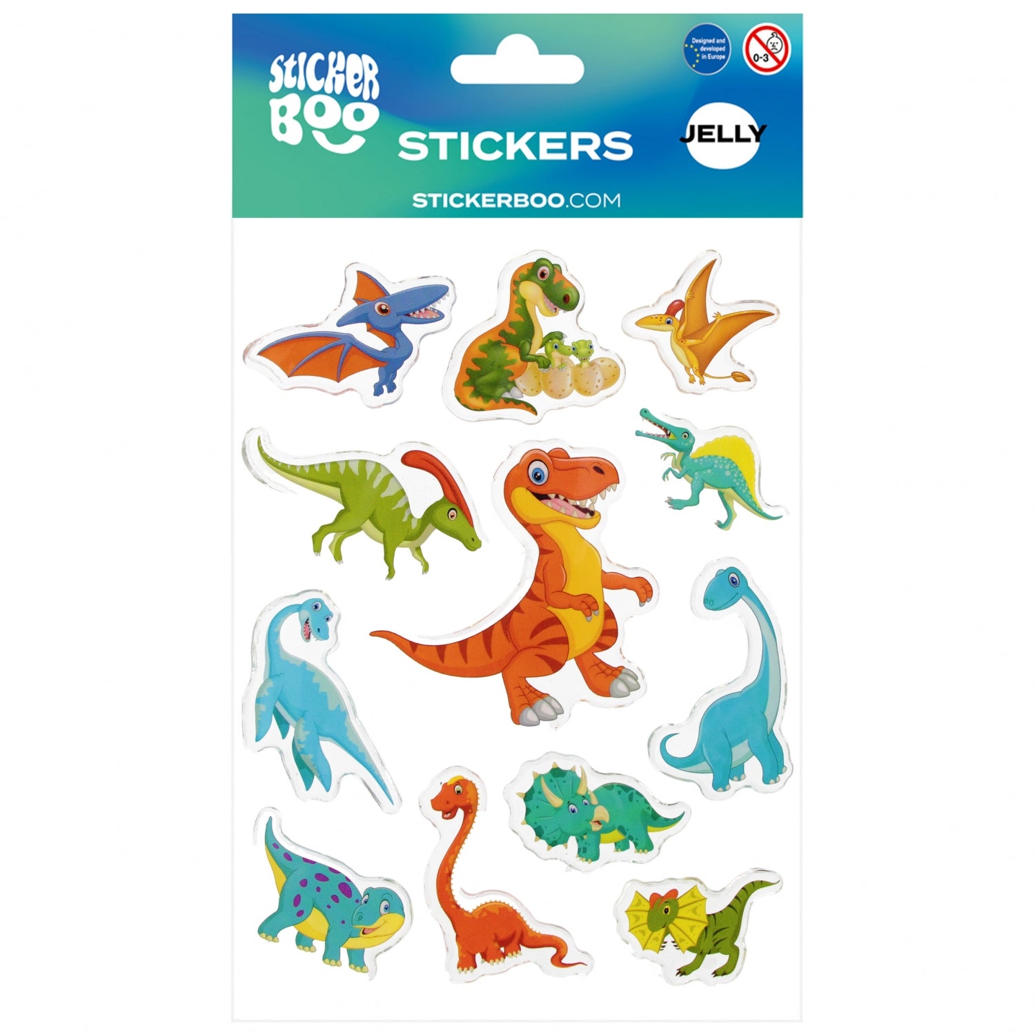 Naklejki 15x20 cm żelowe Dinozaury